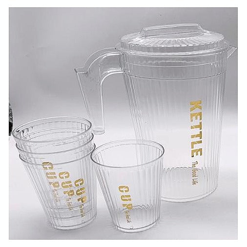 CHY0G9-4 - JARRA CON VASOS DE PLÁSTICO TRANSPARENTE (48/1)