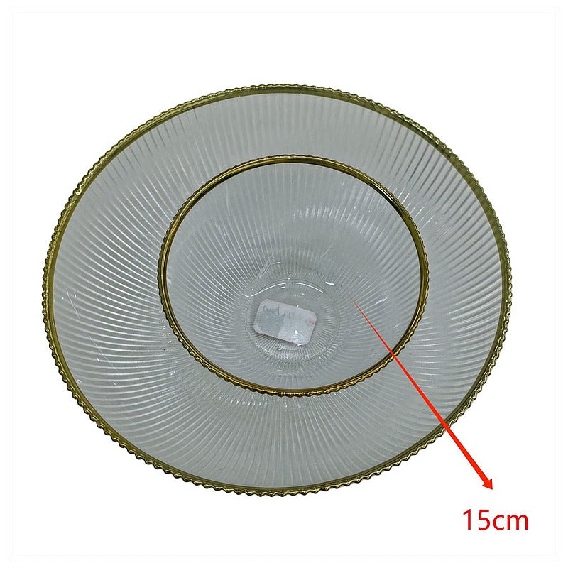 H-HBP37 - PLATO DE VIDRIO CON BORDE DORADO 15 CM (24/1)