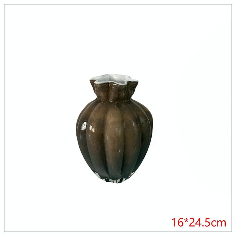 H-HBP38 - FLORERO DE CERÁMICA MARRÓN (6/1)