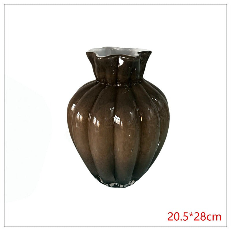 H-HBP39 - FLORERO DE CERÁMICA MARRÓN 20.5*28CM (6/1)
