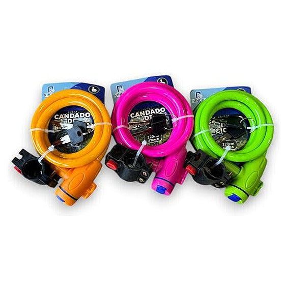 HS-QL4 - CANDADO EN CABLE MULTICOLOR CON SOPORTE (100/1)