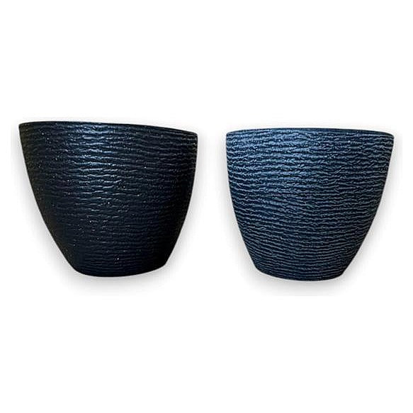 HG-BFP23 - MACETAS DECORATIVAS TEXTURIZADAS NEGRAS (10/1)