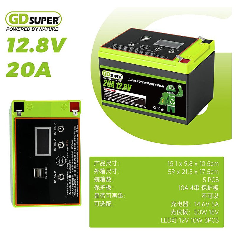 HNE-027 - BATERÍA DE FOSFATO DE LITIO 12.8V 20A (5/1)