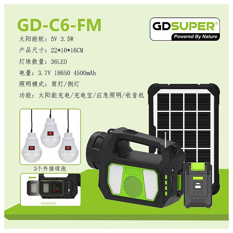 HNE-035 - KIT DE LUZ SOLAR RECARGABLE CON RADIO (16/1)