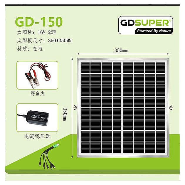 HNE-047 - PANEL SOLAR 16V 22W 350X350MM (10/1)