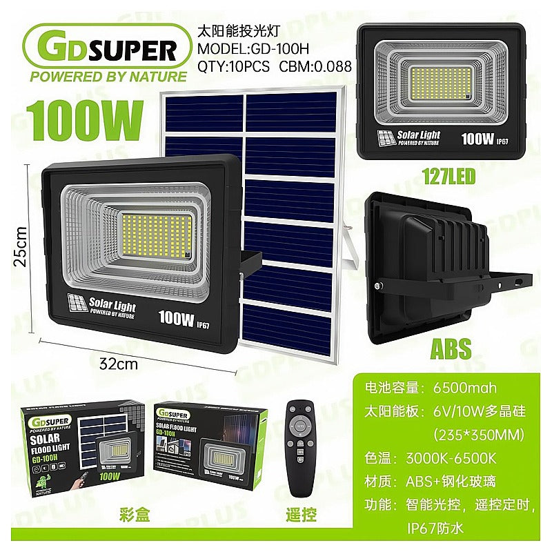 HNE-053 - REFLECTOR SOLAR LED 100W CON PANEL (10/1)