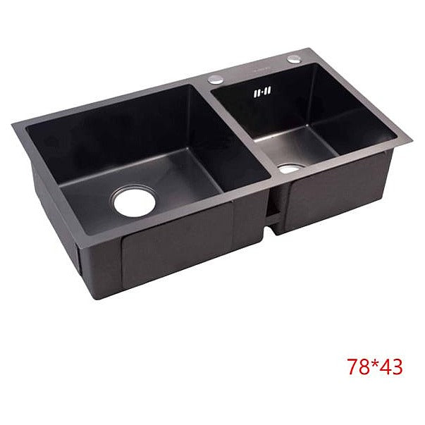 MSK10203 （黑金刚） - FREGADERO DOBLE DE ACERO INOXIDABLE 78*43 (2/1)