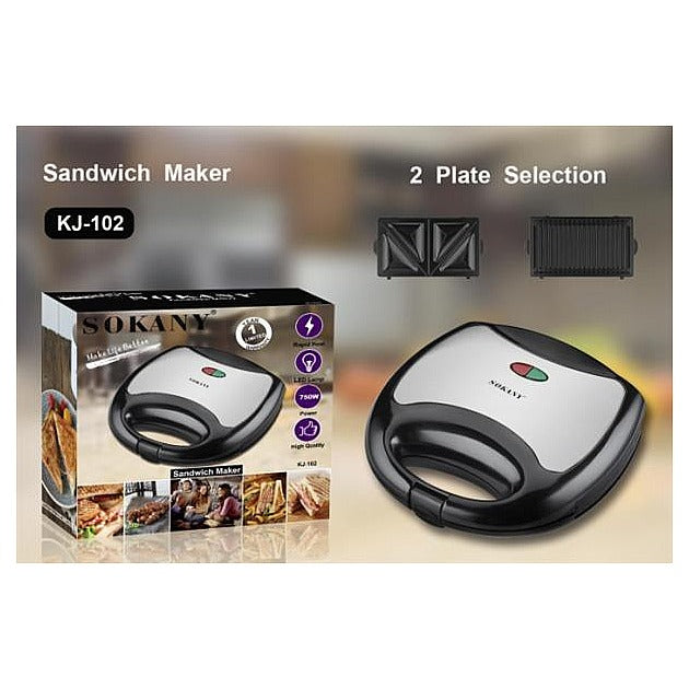 KJ-102 - SANDWICHERA ELÉCTRICA CON PLACAS INTERCAMBIABLES (10/1)