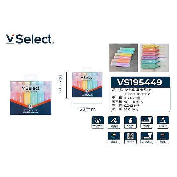 VS195449 - RESALTADOR COLORES PASTEL 6 PIEZAS (96/1)