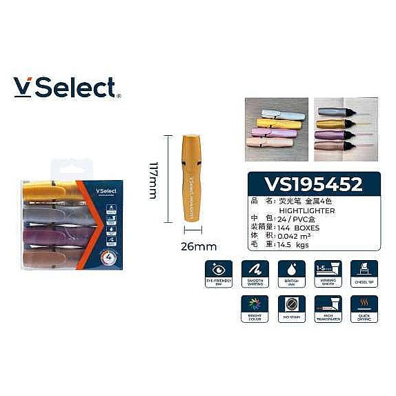 VS195452 - SET DE RESALTADORES METÁLICOS 4 COLORES (144/1)