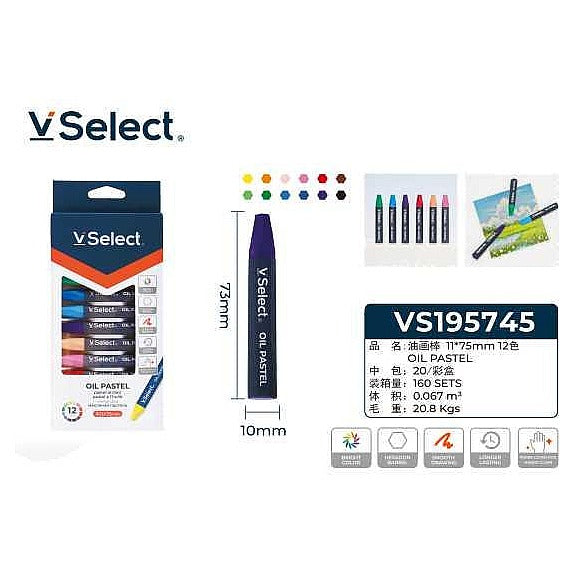 VS195745 - PASTELES AL ÓLEO 11*75MM 12 COLORES (160/1)
