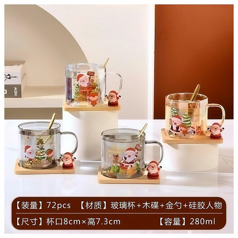 HG-CGC03 - TAZA DE VIDRIO NAVIDEÑA CON CUCHARA Y BASE (72/1)