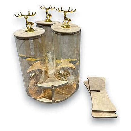 HG- KRG221 - SET DE FRASCOS DE VIDRIO CON TAPA DECORATIVA (8/1)