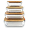 HG- KRG224 - SET DE RECIPIENTES DE VIDRIO CON TAPA DE BAMBÚ (36/1)