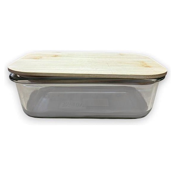HG- KRG225 - CONTENEDOR DE VIDRIO CON TAPA DE BAMBÚ (24/1)
