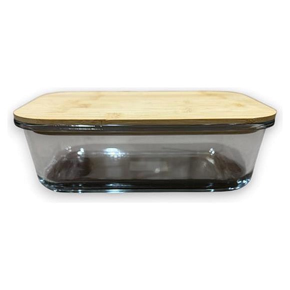 HG- KRG226 - CONTENEDOR DE VIDRIO CON TAPA DE BAMBÚ (18/1)