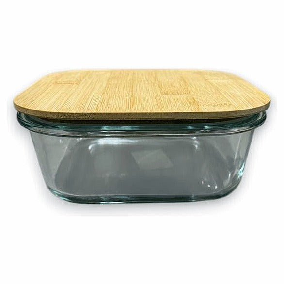 HG- KRG234 - RECIPIENTE DE VIDRIO 1200 ML CON TAPA DE BAMBÚ (18/1)