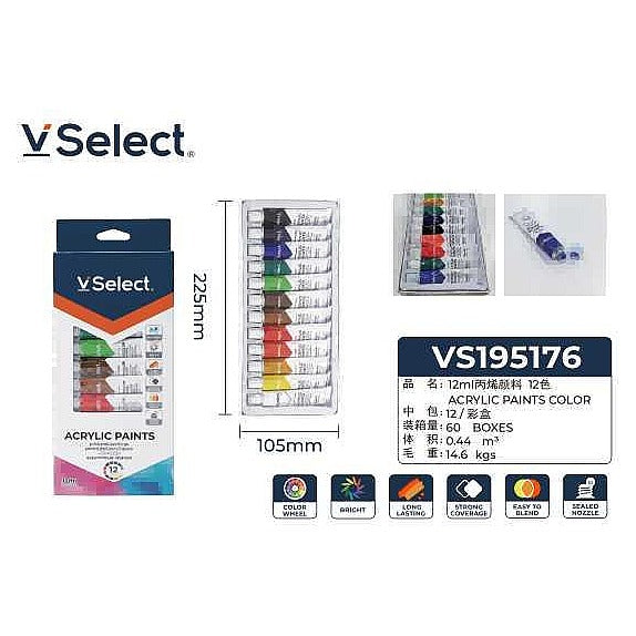 VS195176 - SET DE PINTURAS ACRÍLICAS 12 COLORES (60/1)