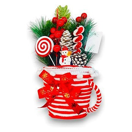 GY34764 - ARREGLO NAVIDEÑO EN TAZA RAYADA (72/1)
