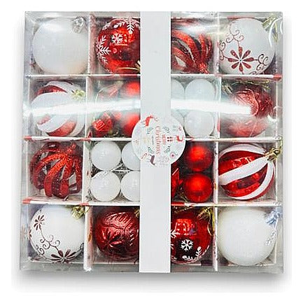 GY34794 - SET DE ESFERAS NAVIDEÑAS ROJAS Y BLANCAS (40/1)