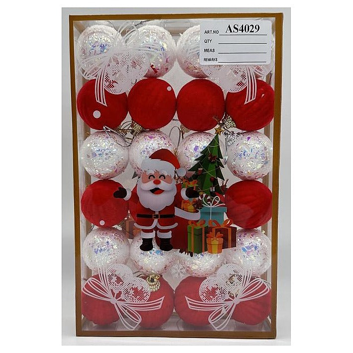 JHC1-61 - SET DE ESFERAS NAVIDEÑAS ROJO Y BLANCO (120/1)