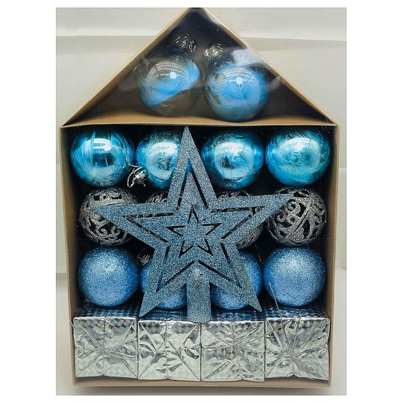 JHC1-38 - SET DE ADORNOS NAVIDEÑOS AZULES Y PLATEADOS (40/1)