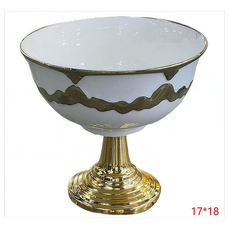 LT-AC-319 - FRUTERO DE PORCELANA CON BASE DORADA (18/1)