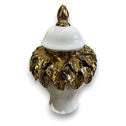 LT-AC401 - JARRÓN DECORATIVO DE CERÁMICA Y DORADO (12/1)