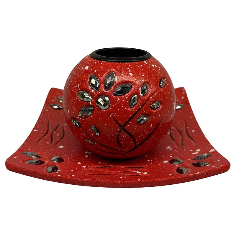 H-YYC42 - PORTAVELA CON BANDEJA DECORATIVA ROJA (72/1)
