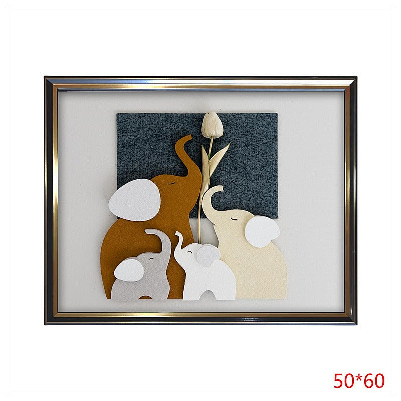 H-HGP25 - CUADRO DECORATIVO ELEFANTES CON FLOR (8/1)