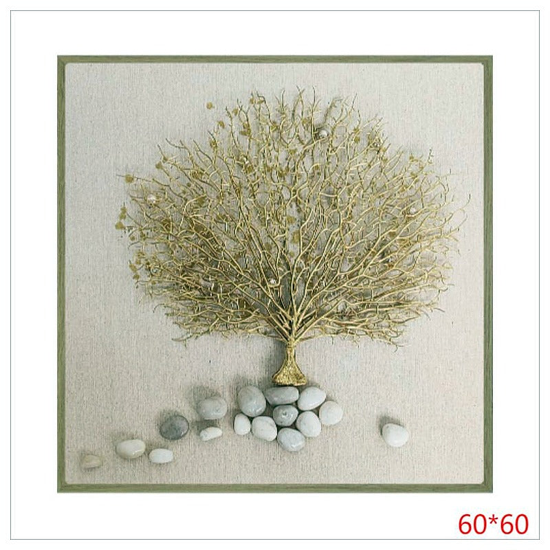 H-HGP35 - CUADRO DECORATIVO CON ÁRBOL DORADO (10/1)