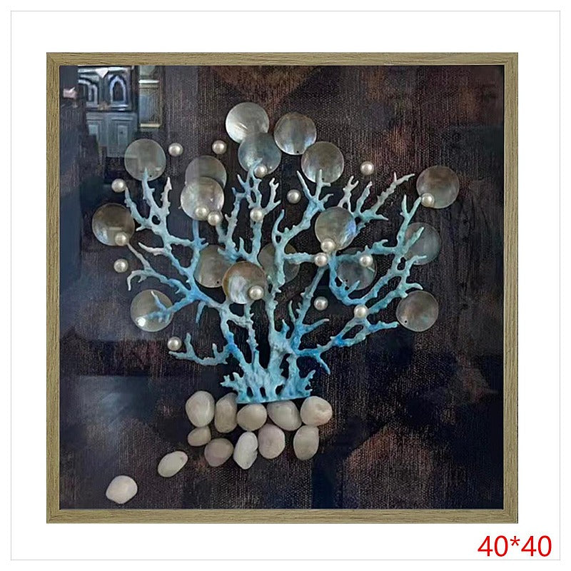 H-HGP45 - CUADRO DECORATIVO CON CORAL Y PIEDRAS (20/1)