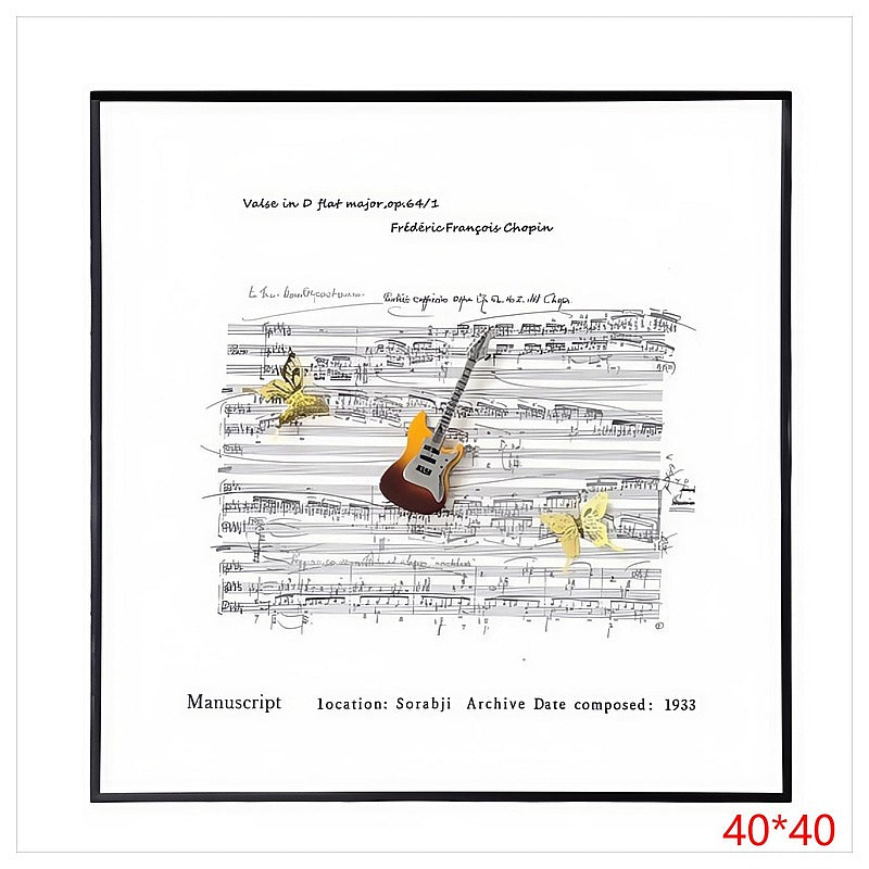 H-HGP51 - CUADRO DECORATIVO CON PARTITURA Y GUITARRA (20/1)
