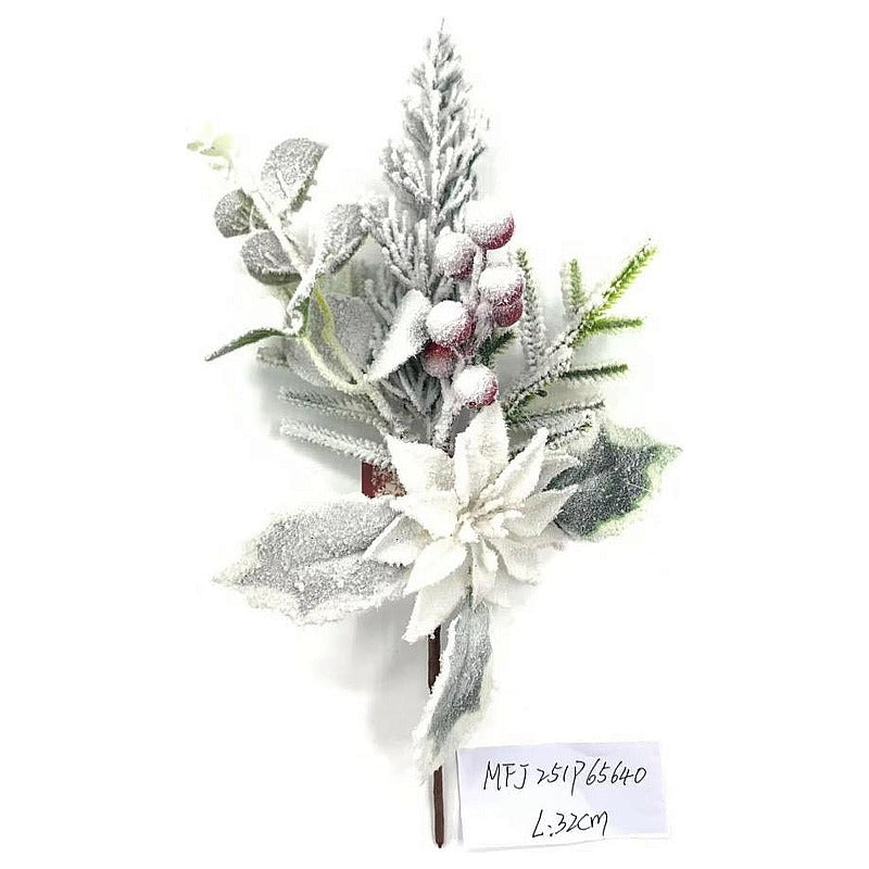 CF-XFF33 - RAMO DECORATIVO NEVADO CON FLOR (600/1)