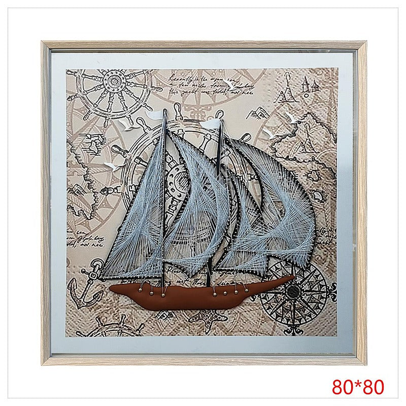 H-HGP76 - CUADRO DECORATIVO DE BARCO 80X80 CM (6/1)