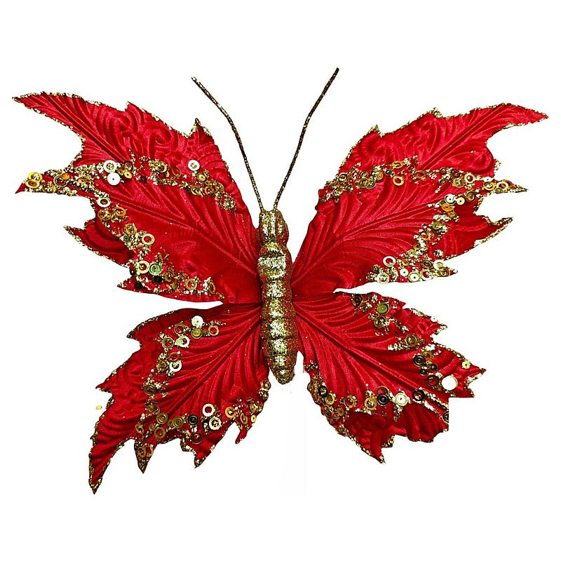 CF- MHC80 - MARIPOSA DECORATIVA ROJA CON LENTEJUELAS (600/1)