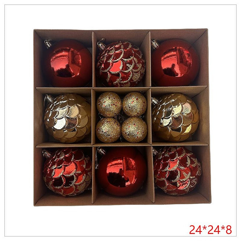 CF- LCC03 - SET DE ESFERAS NAVIDEÑAS ROJAS Y DORADAS (32/1)