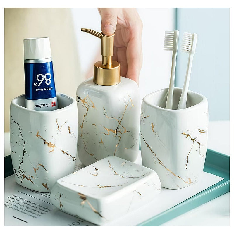 CF-LTC04 - SET DE BAÑO DE CERÁMICA MARMOLADA (12/1)