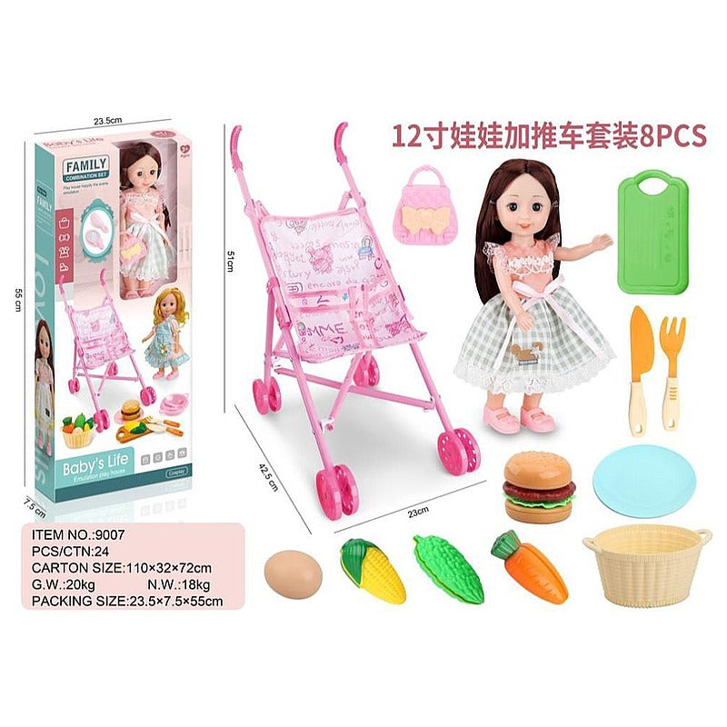 CF-GHD86 - SET DE MUÑECA CON COCHECITO Y ACCESORIOS (24/1)