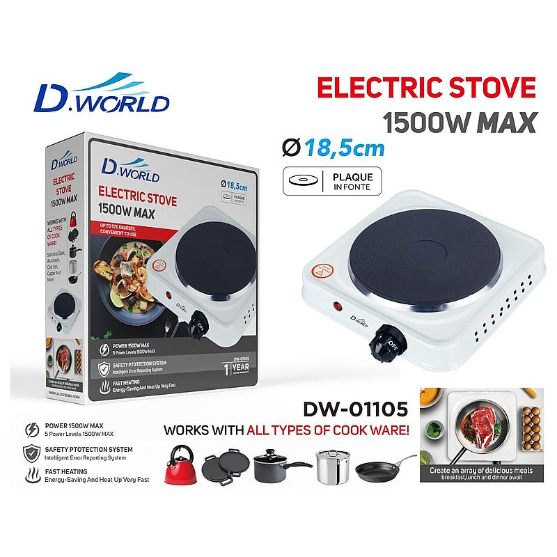 DW-01105 - HORNILLA ELÉCTRICA 1500W BLANCA (10/1)
