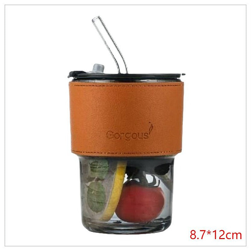 HG-KRG151 - VASO DE VIDRIO CON FUNDA Y SORBETE (48/1)