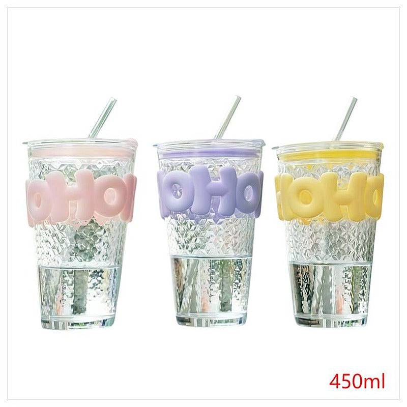 HG-KRG172 - VASO DE PLÁSTICO CON TAPA Y POPOTE 450ML (60/1)