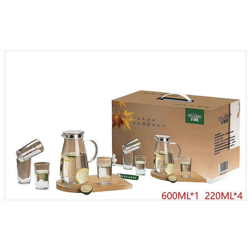 HG-KRG180 - SET DE JARRA Y VASOS DE VIDRIO TRANSPARENTE (12/1)