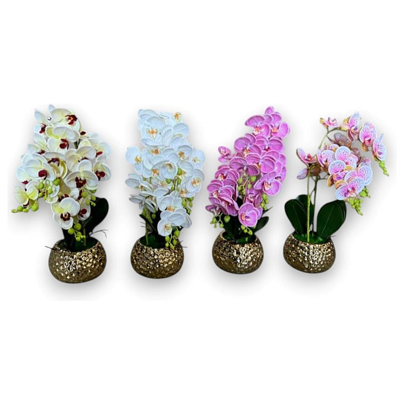 GY34246 - ORQUÍDEAS ARTIFICIALES CON MACETA DORADA (24/1)