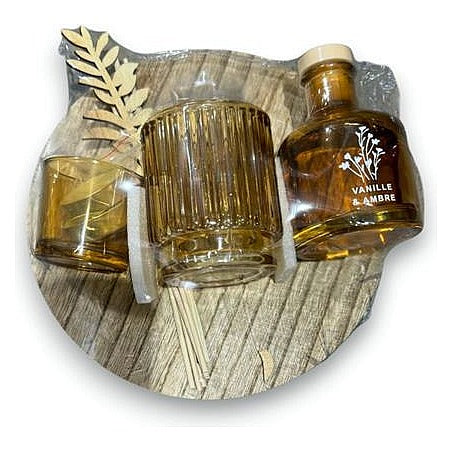 MJ13014 - SET DE DIFUSOR AROMÁTICO DE VAINILLA Y ÁMBAR (12/1)