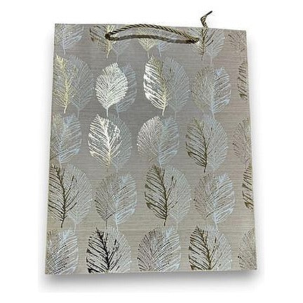 JJ53002 - BOLSA DE REGALO CON HOJAS PLATEADAS (480/1)