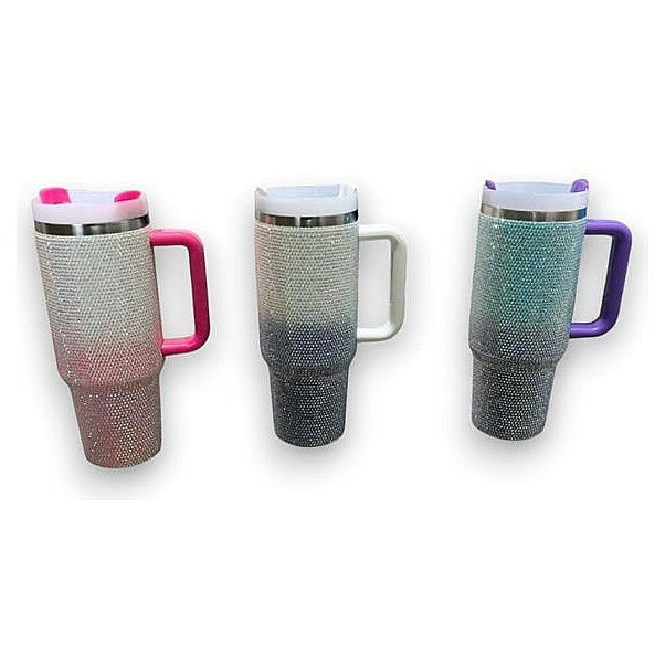 JJ53-058 - TAZA TÉRMICA CON MANGO Y DECORACIÓN BRILLANTE (25/1)