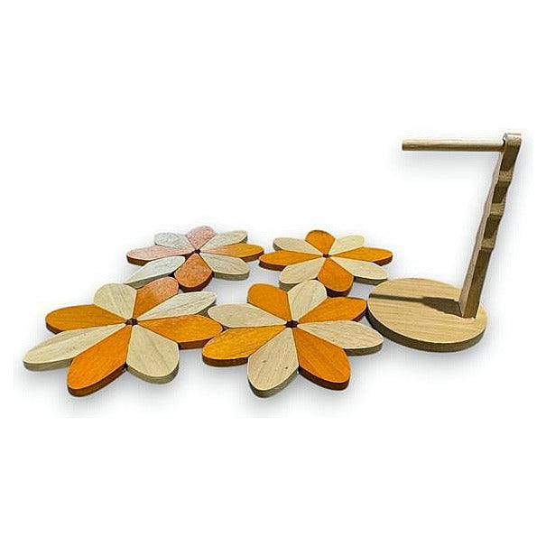 KT-JCT51 - POSAVASOS DE MADERA FORMA FLOR 4 UDS (36/1)