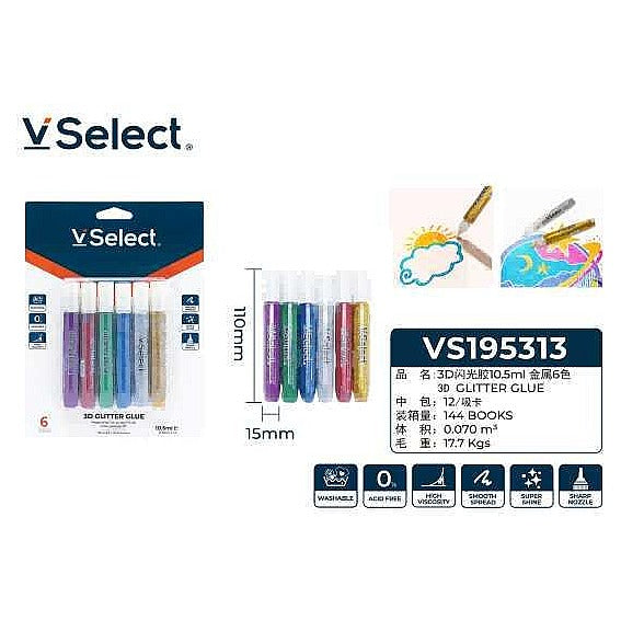 VS19531 3 - PEGAMENTO CON PURPURINA 3D 6 COLORES (144/1)