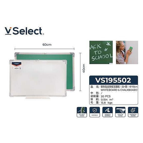 VS19550 2 - PIZARRÓN DOBLE CARA BLANCO Y VERDE 60X40 CM (20/1)